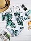 cheap Women&#039;s Swimwear-Women&#039;s Swimwear One Piece Swimsuit Ruffle Print Floral Green White Bandeau Off Shoulder Bathing Suits / Strap / Sexy / Strap