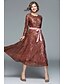 cheap Women&#039;s Dresses-Women&#039;s Maxi Wine Dress Street chic Fall Going out Work A Line Color Block Solid Colored M L