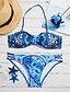 cheap Bikinis-Women&#039;s Swimwear Bikini Swimsuit Print Geometric Blue Bandeau Halter Neck Bathing Suits Boho