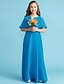 cheap Junior Bridesmaid Dresses-Sheath / Column Jewel Neck Floor Length Chiffon Junior Bridesmaid Dress with Pleats / Beading