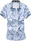 baratos camisas masculinas casuais-Homens Camisa Social Geométrica Colarinho de Camisa Branco Azul Marinha Azul Claro Manga Curta Diário Imprimir Delgado Blusas