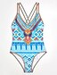 voordelige Zwemkleding voor dames-Dames Zwemkleding Een stukje Zwempak Afdrukken Tribal Blauw Halternek Badpakken