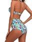 abordables Bikinis-Mujer Halter Verde Trébol Negro Bandeau Alta cintura Bikini Bañadores - Floral Estampado M L XL Verde Trébol