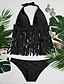 cheap Women&#039;s Swimwear-Women&#039;s Swimwear Bikini Swimsuit Black Halter Neck Bathing Suits / Padded Bras / Sexy