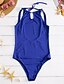 お買い得  レディース水着-女性用 純色 ワンピース 水着 バックレス ソリッド バンドゥ スイムウェア 水着 ブラック ブルー / スーパーセクシー
