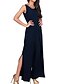 cheap Jumpsuit &amp; Romper-Women&#039;s Jumpsuit Split Solid Colored Round Neck Holiday Weekend Wide Leg Regular Fit Sleeveless Black Blue Gray M L XL Spring / Plus Size