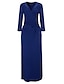 זול שמלות נשים-צווארון V מקסי מפוצל, צבע אחיד - שמלה נדן רזה כותנה סגנון רחוב בגדי ריקוד נשים / סקסית