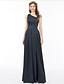 cheap Bridesmaid Dresses-Ball Gown / A-Line Bridesmaid Dress One Shoulder Sleeveless Floor Length Chiffon with Sash / Ribbon / Pleats / Split Front 2022