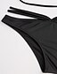 olcso Bikinik és fürdőruhák-Női Pánt Fekete Bikini Fürdőruha - Egyszínű S M L / Alacsony csípő / Nyár / Szuper szexi