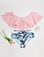 baratos Tops em tamanhos grandes-Mulheres Bandeau Biquíni roupa de banho Frufru Estampado Floral Ombro a Ombro Roupa de Banho Fatos de banho Branco Azul Amarelo Rosa / Super Sexy