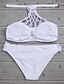 cheap Women&#039;s Swimwear &amp; Bikinis-Women&#039;s Swimwear Bikini Swimsuit Solid Colored White Halter Neck Bathing Suits Sports Ruffle