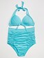 cheap Women&#039;s Swimwear &amp; Bikinis-Women&#039;s Swimwear Bikini Swimsuit Solid Colored Light Blue Black White Red Royal Blue Halter Neck Bathing Suits Sports Floral