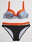 billige Badetøj til kvinder-Dame Badetøj Bikini badedragt Trykt mønster Geometrisk Grøn Orange Gul Pandebånd Med stropper Badedragter / Sexet
