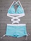 voordelige Bikini&#039;s-Dames Zwemkleding Bikini Zwempak Kruiselings Effen Lichtgroen Blozend Roze Marineblauw Hoofdband Halternek Badpakken Sportief