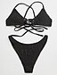 ieftine Bikini &amp; Costume Baie-Pentru femei Simplu Bikini Costum de baie Cu Șiret Mată Cu Bretele Costume de Baie Costume de baie Alb Negru