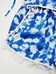 preiswerte Bikinis und Bademode-Damen Badeanzug Tankini Bademode Bedruckt Blau Halfterhals Badeanzüge Blumen Hochgeschnitten