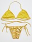 billige Bikinier-Dame Badetøj Bikini badedragt Ensfarvet Guld Trekant Med stropper Badedragter