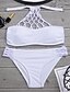 preiswerte Bikinis und Bademode-Damen Badeanzug Bikinis Bademode Einfarbig Weiß Halfterhals Badeanzüge Sport Gerüscht