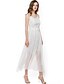 cheap Women&#039;s Dresses-Women&#039;s Party Going out Boho Maxi Lace Chiffon Swing Dress - Solid Color Lace Cut Out Split High Waist Strap Summer White M L XL / Sexy