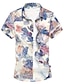 cheap Men&#039;s Shirts-Men&#039;s Floral Shirt - Cotton Daily Blue / Green / Spring / Summer / Short Sleeve