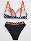 tanie Bikini-Damskie Bikini Kostium kąpielowy Nadruk Groszki Pasek Stroje kąpielowe Kostiumy kąpielowe Niebieski Czerwony Żółty Pomarańczowy