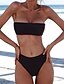 halpa Bikinit-Naisten Perus Bikini Uimapuku Yhtenäinen Olkaimellinen Bandeau Uima-asut Uimapuvut Valkoinen Musta Punastuvan vaaleanpunainen Viini