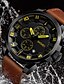 baratos Relógios de luxo-SKMEI Men&#039;s Wrist Watch Quartz Luxury Water Resistant / Waterproof Genuine Leather Black Analog - Black Yellow Red / Calendar / date / day / Stopwatch