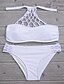 cheap Women&#039;s Swimwear &amp; Bikinis-Women&#039;s Swimwear Bikini Swimsuit Solid Colored White Halter Neck Bathing Suits Sports Ruffle