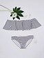 cheap Bikinis-Women&#039;s Bandeau Retro Halter Neck White Bikini Swimwear - Striped S M L / Sexy