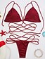 abordables Biquinis y Bañadores para Mujer-Mujer Triángulo Bikini Traje de baño Acordonado Un Color Halter Bañadores Trajes de baño Rojo