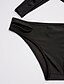 olcso Bikini-Női Egyszínű Sportok Keresztpántos Fekete Bikini Fürdőruha - Egyszínű S M L Fekete / Drótnélküli
