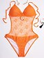 preiswerte Badekleidung für Damen-Damen Bademode Ein Stück Badeanzug Weiß Schwarz Orange Neckholder Badeanzüge / Schulterfrei / Schulterfrei / Super Sexy