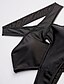 olcso Bikini-Női Egyszínű Sportok Keresztpántos Fekete Bikini Fürdőruha - Egyszínű S M L Fekete / Drótnélküli