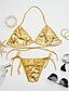 billige Bikinier-Dame Badetøj Bikini badedragt Ensfarvet Guld Trekant Med stropper Badedragter
