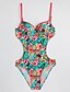 cheap Women&#039;s Swimwear &amp; Bikinis-Women&#039;s Floral / Push-up Halter Neck One-piece - Floral / Padded Bras / Underwire Bra