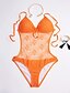 preiswerte Badekleidung für Damen-Damen Bademode Ein Stück Badeanzug Weiß Schwarz Orange Neckholder Badeanzüge / Schulterfrei / Schulterfrei / Super Sexy
