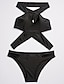 tanie Bikini-Damskie Jednolity Sport Krzyż Czarny Bikini Stroje kąpielowe - Solidne kolory S M L Czarny / Bezprzewodowy