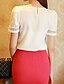 abordables Top femme grande taille-T-shirt Femme Couleur Pleine Normal Col en V Manches Courtes du quotidien Sortie Coton Polyester Vêtement de rue