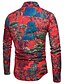 cheap Men&#039;s Shirts-Men&#039;s Shirt Trees / Leaves Plus Size Print Long Sleeve Daily Tops Boho Black Red