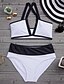preiswerte Bikinis und Bademode-Damen Sport / Kreuz / Muster Halter Weiß Bikinis Bademode - Patchwork M L XL / Drahtlos / Gepolsterte BHs
