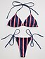 cheap Women&#039;s Swimwear &amp; Bikinis-Women&#039;s Plunging Neckline / Color Block Halter Neck Bikini - Striped