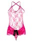 cheap Sexy Lingerie-Women&#039;s Lace Lingerie Ultra Sexy Suits Nightwear Patchwork Fuchsia S M L