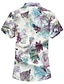 cheap Men&#039;s Shirts-Men&#039;s Floral Shirt - Cotton Daily Blue / Green / Spring / Summer / Short Sleeve