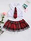 cheap Sexy Lingerie-Student / School Uniform Women&#039;s Backless Erotic Nightwear Cosplay Costumes Plaid / Check White One-Size