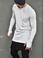 baratos Camisetas masculinas casuais-Homens Camiseta Cor Sólida Decote Redondo Branco Preto Cinza Claro Manga Longa Para Noite Bandagem Blusas Algodão Básico Punk e gótico