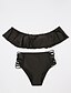 cheap Bikinis-Women&#039;s Swimwear Bikini Swimsuit Lace up Ruffle Solid Colored Black White Pink Blue Brown Bandeau Off Shoulder Bathing Suits