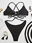 ieftine Bikini &amp; Costume Baie-Pentru femei Simplu Bikini Costum de baie Cu Șiret Mată Cu Bretele Costume de Baie Costume de baie Alb Negru