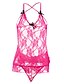 cheap Sexy Lingerie-Women&#039;s Lace Lingerie Ultra Sexy Suits Nightwear Patchwork Fuchsia S M L