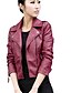 abordables Vestes Femme-Veste de cuir Couleur Pleine Chic de Rue Automne Printemps Col de Chemise Court Quotidien Manches Longues Manteau Veste Vin / Punk et gothique / Sortie / Travail