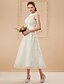 cheap Wedding Dresses-Hall Wedding Dresses Tea Length A-Line Regular Straps Bateau Neck Organza With Pearl Beading 2023 Summer Bridal Gowns